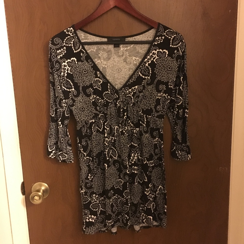 Y2K Express Black Floral Sweetheart Tunic